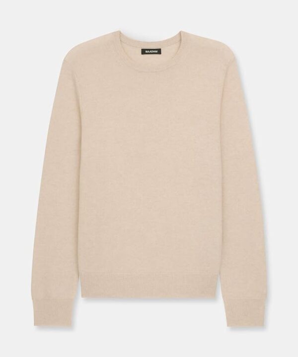 Men's Beige Cashmere Crewneck Sweater
